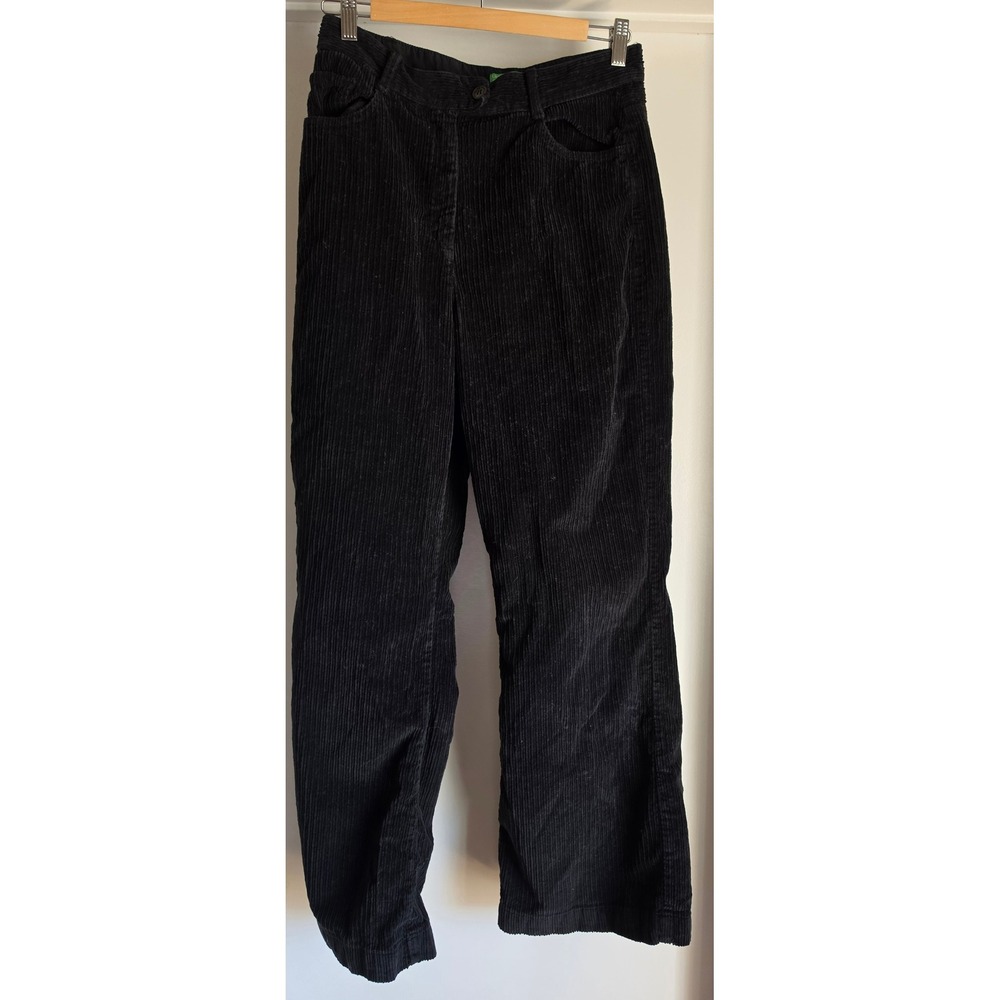 United Colors of Benetton Black Corduroy Pants High Waisted Straight Leg Vintage